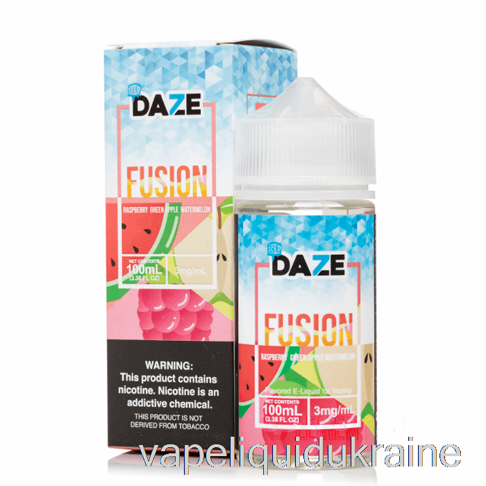 Vape Liquid Ukraine ICED Raspberry Green Apple Watermelon - 7 Daze Fusion - 100mL 0mg